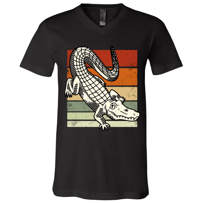 Retro Crocodile V-Neck T-Shirt