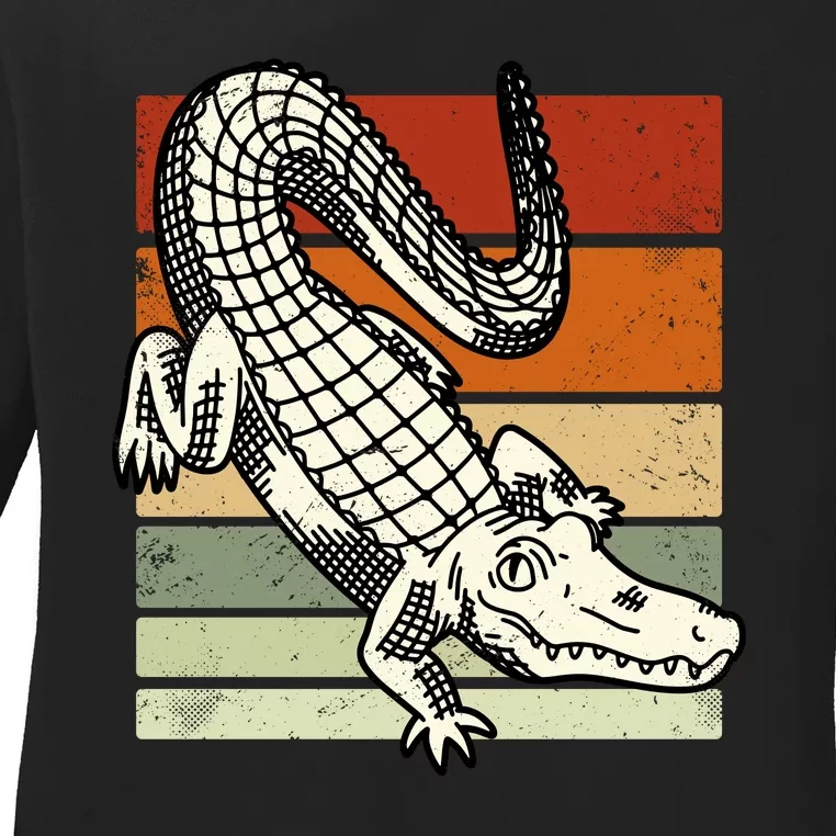 Retro Crocodile Ladies Long Sleeve Shirt