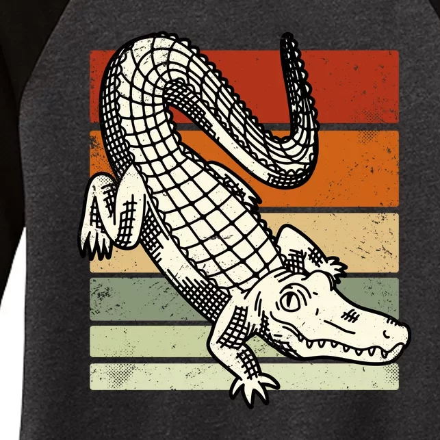 Retro Crocodile Women's Tri-Blend 3/4-Sleeve Raglan Shirt