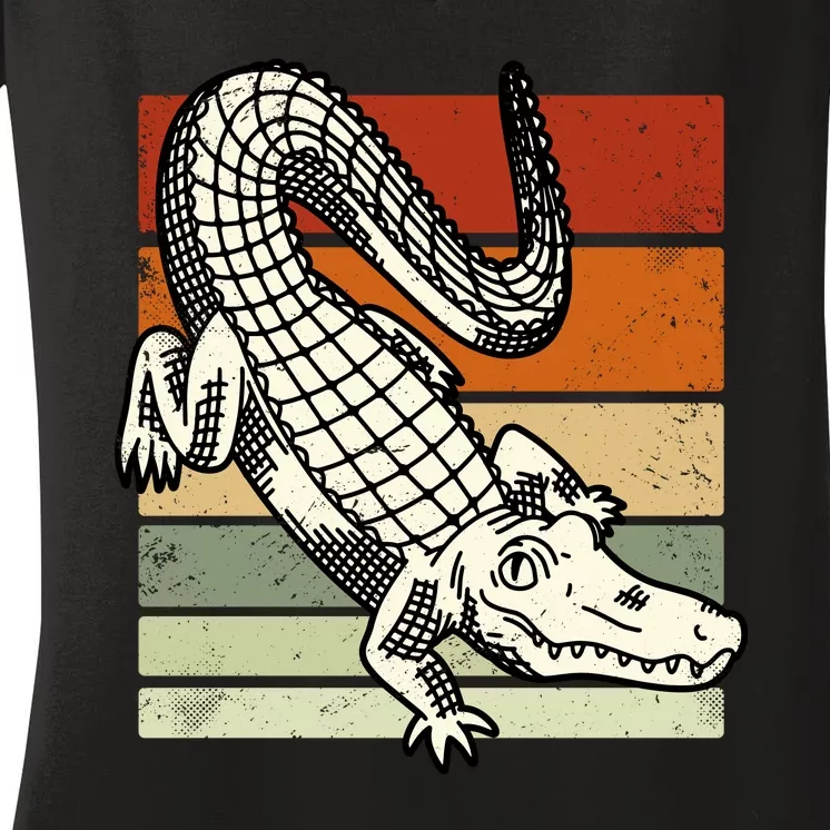 Retro Crocodile Women's V-Neck T-Shirt