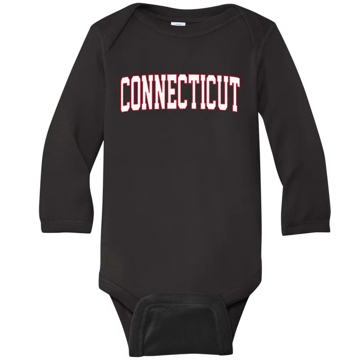 Retro Connecticut Red Vintage Connecticut Fun Throwback Baby Long Sleeve Bodysuit