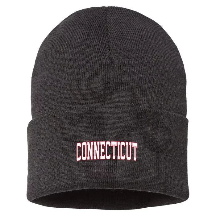 Retro Connecticut Red Vintage Connecticut Fun Throwback Sustainable Knit Beanie