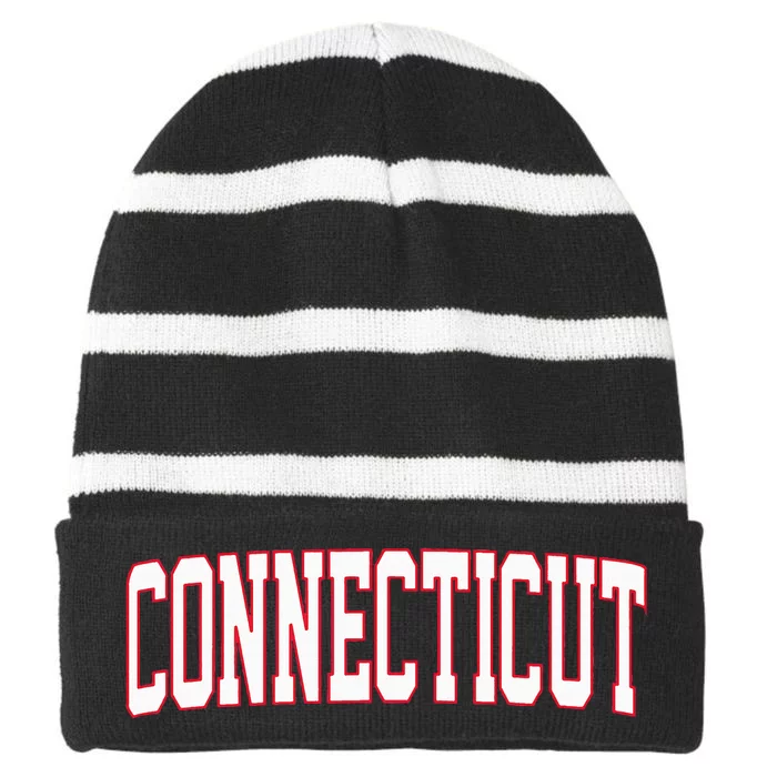 Retro Connecticut Red Vintage Connecticut Fun Throwback Striped Beanie with Solid Band