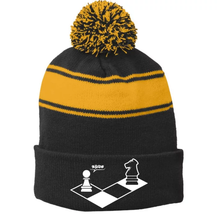 Retro Chess Stripe Pom Pom Beanie