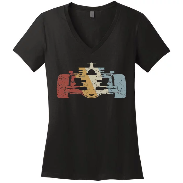 Racing Car Retro Style Vintage Women's V-Neck T-Shirt