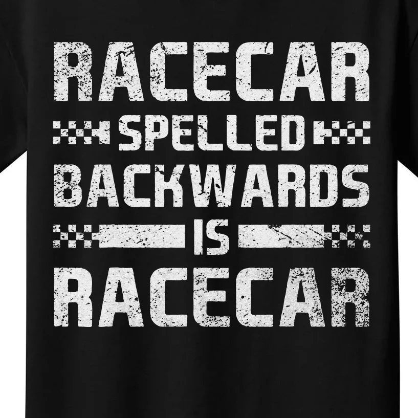 Race Cars Racecar Spelled Backwards Race Car Racing Apparel Kids T-Shirt