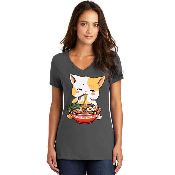 Ramen Cat Women's V-Neck T-Shirt