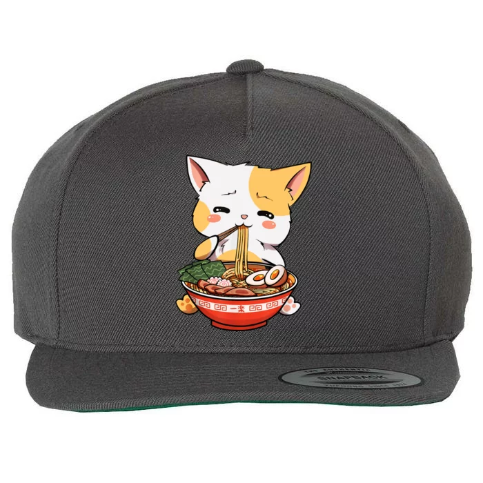 Ramen Cat Wool Snapback Cap