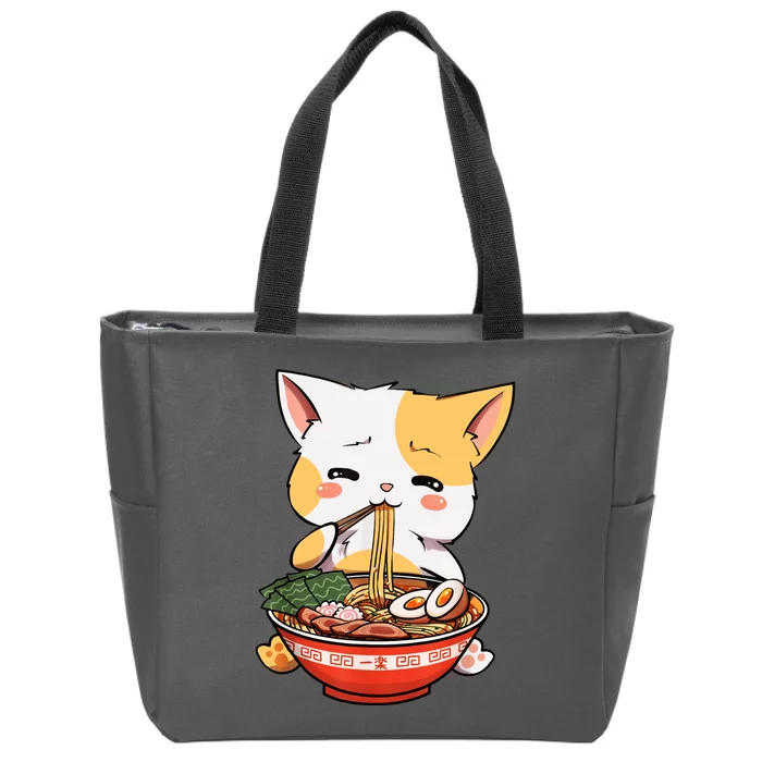 Ramen Cat Zip Tote Bag