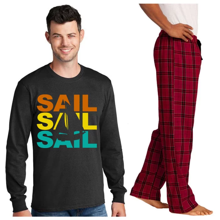 Retro Colorful Sail Sailing Boat Hobby Long Sleeve Pajama Set