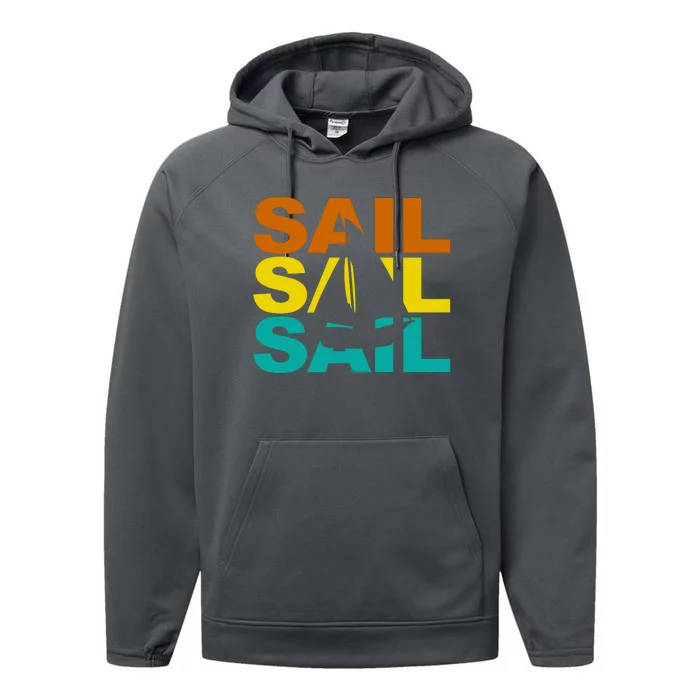 Retro Colorful Sail Sailing Boat Hobby Performance Fleece Hoodie