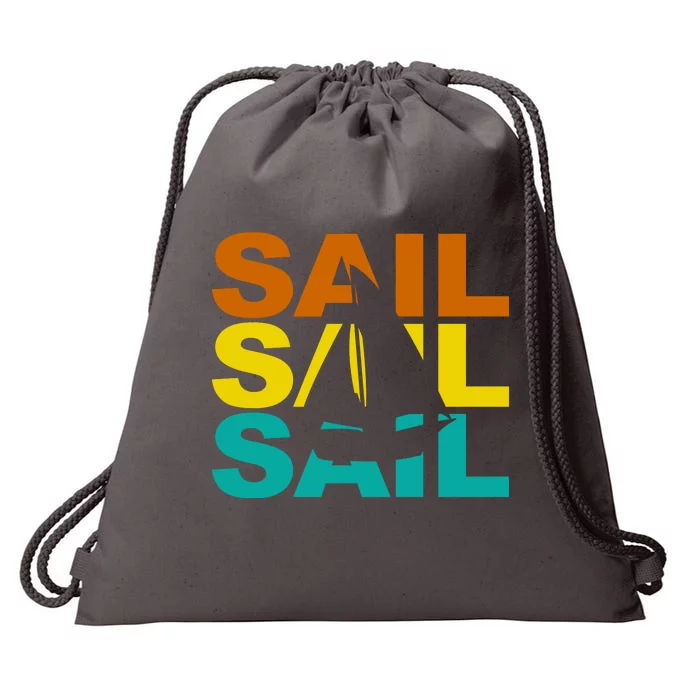 Retro Colorful Sail Sailing Boat Hobby Drawstring Bag