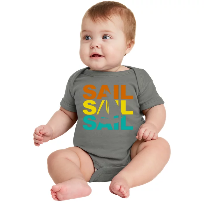 Retro Colorful Sail Sailing Boat Hobby Baby Bodysuit