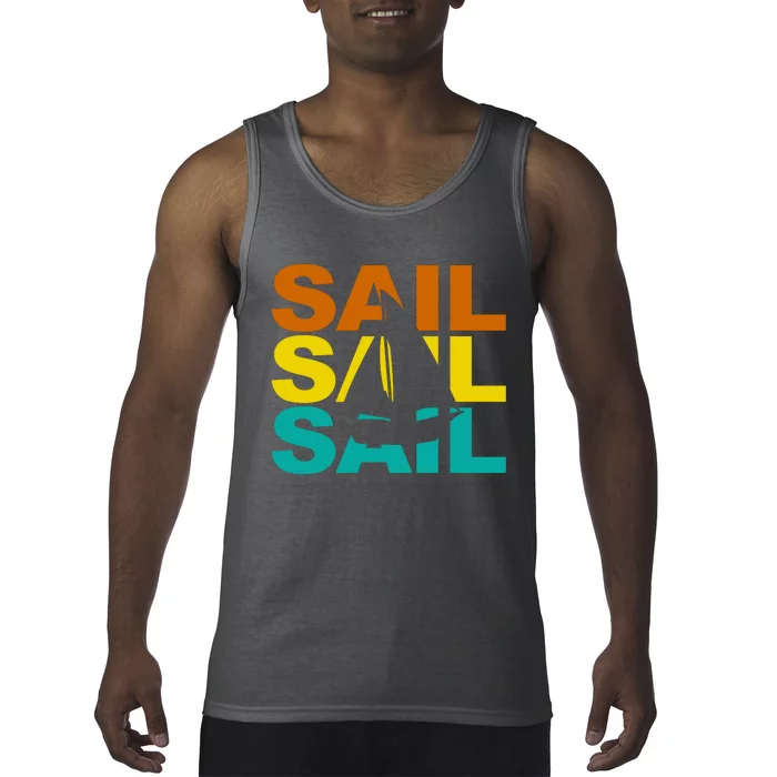 Retro Colorful Sail Sailing Boat Hobby Tank Top