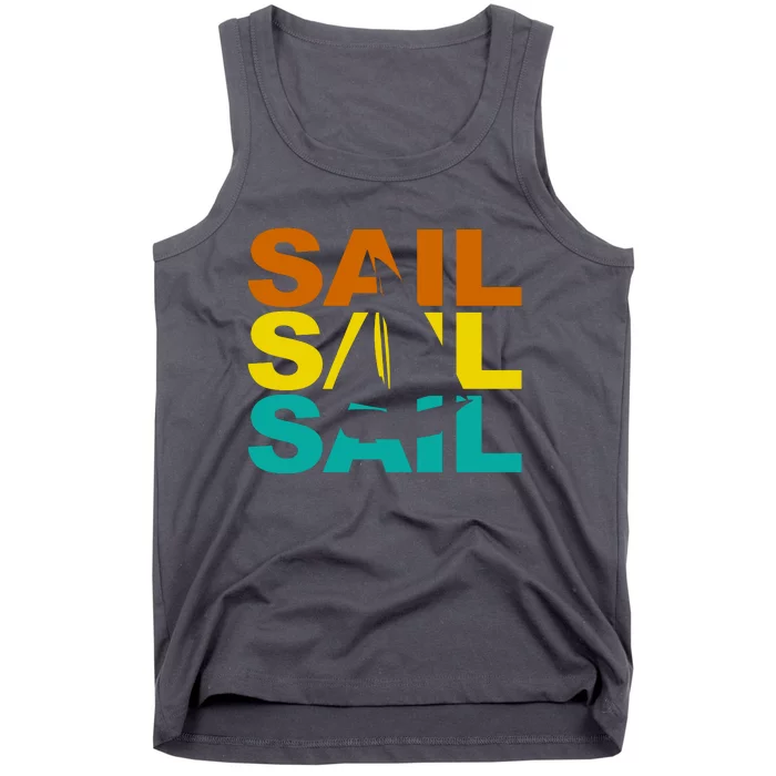 Retro Colorful Sail Sailing Boat Hobby Tank Top