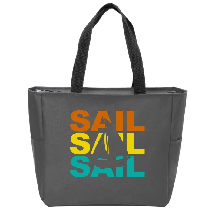 Retro Colorful Sail Sailing Boat Hobby Zip Tote Bag