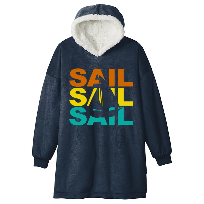 Retro Colorful Sail Sailing Boat Hobby Hooded Wearable Blanket