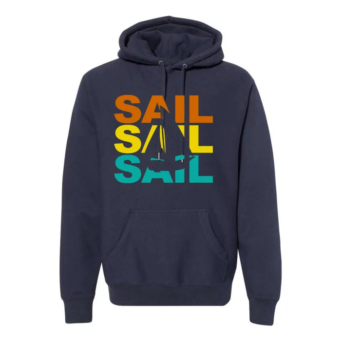 Retro Colorful Sail Sailing Boat Hobby Premium Hoodie