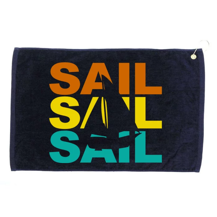 Retro Colorful Sail Sailing Boat Hobby Grommeted Golf Towel