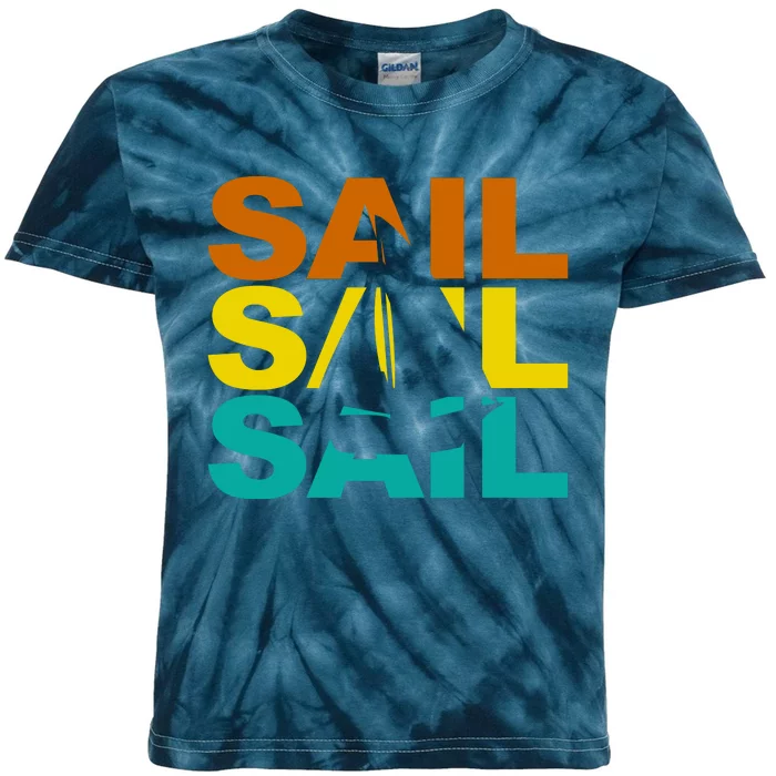 Retro Colorful Sail Sailing Boat Hobby Kids Tie-Dye T-Shirt