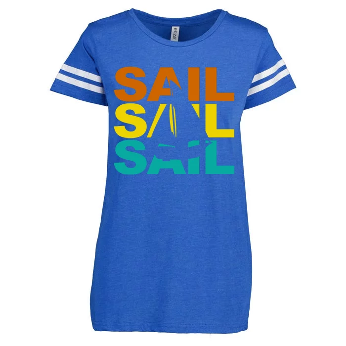 Retro Colorful Sail Sailing Boat Hobby Enza Ladies Jersey Football T-Shirt