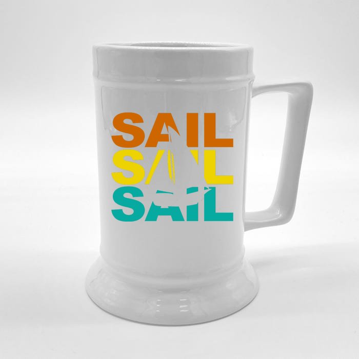 Retro Colorful Sail Sailing Boat Hobby Front & Back Beer Stein