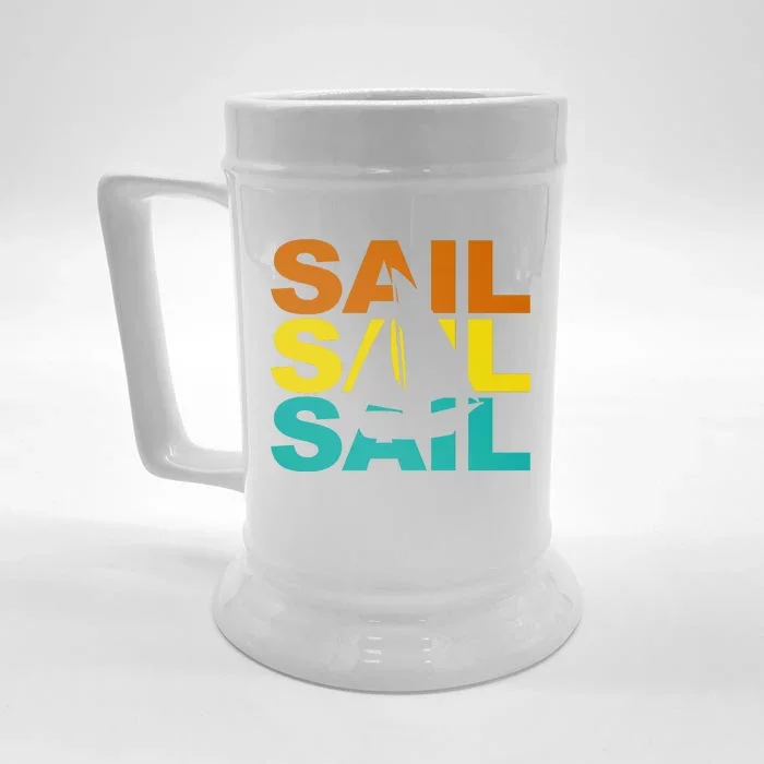 Retro Colorful Sail Sailing Boat Hobby Front & Back Beer Stein