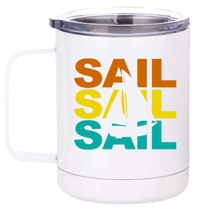 Retro Colorful Sail Sailing Boat Hobby Front & Back 12oz Stainless Steel Tumbler Cup