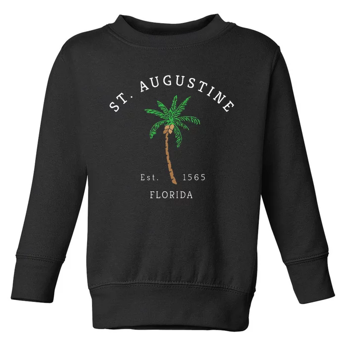 Retro Cool St. Augustine Florida Colorful Palm Tree Novelty Toddler Sweatshirt