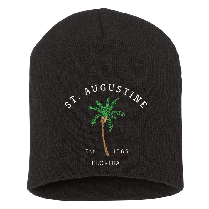 Retro Cool St. Augustine Florida Colorful Palm Tree Novelty Short Acrylic Beanie