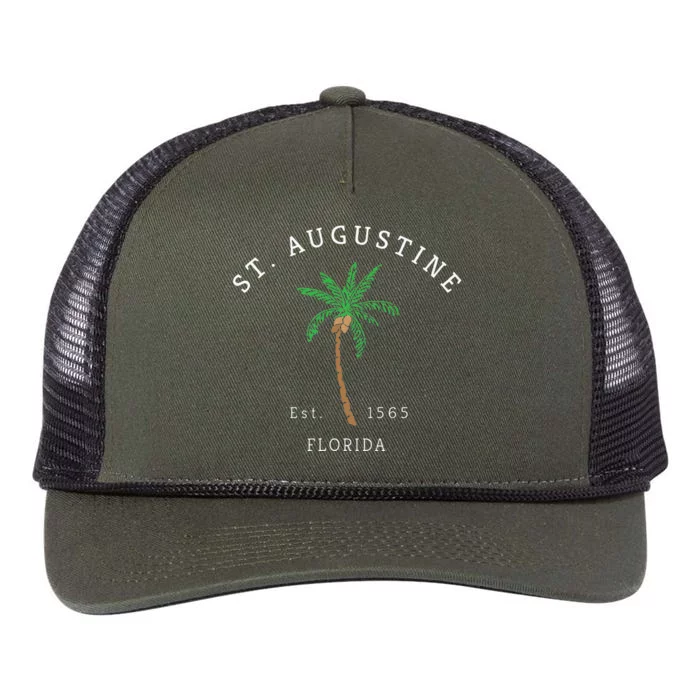 Retro Cool St. Augustine Florida Colorful Palm Tree Novelty Retro Rope Trucker Hat Cap