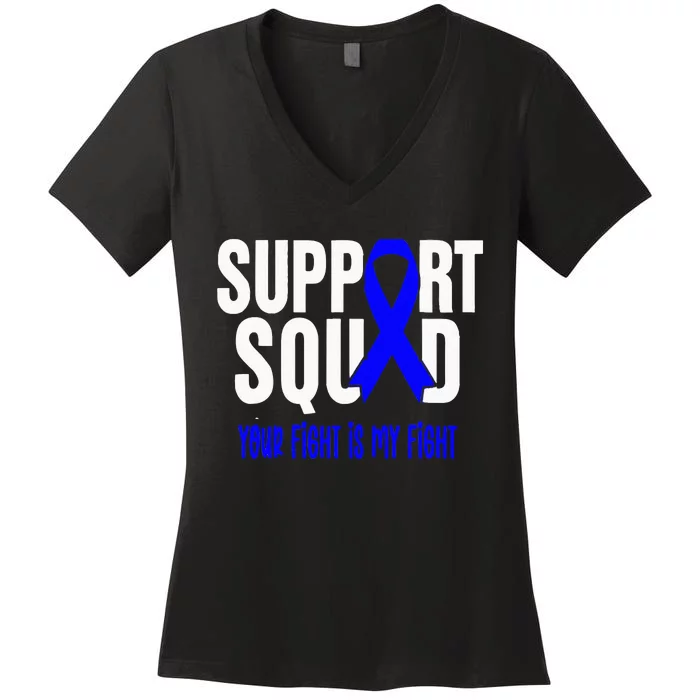 Rectal Cancer Support Squad Rectal Cancer Awareness Women's V-Neck T-Shirt