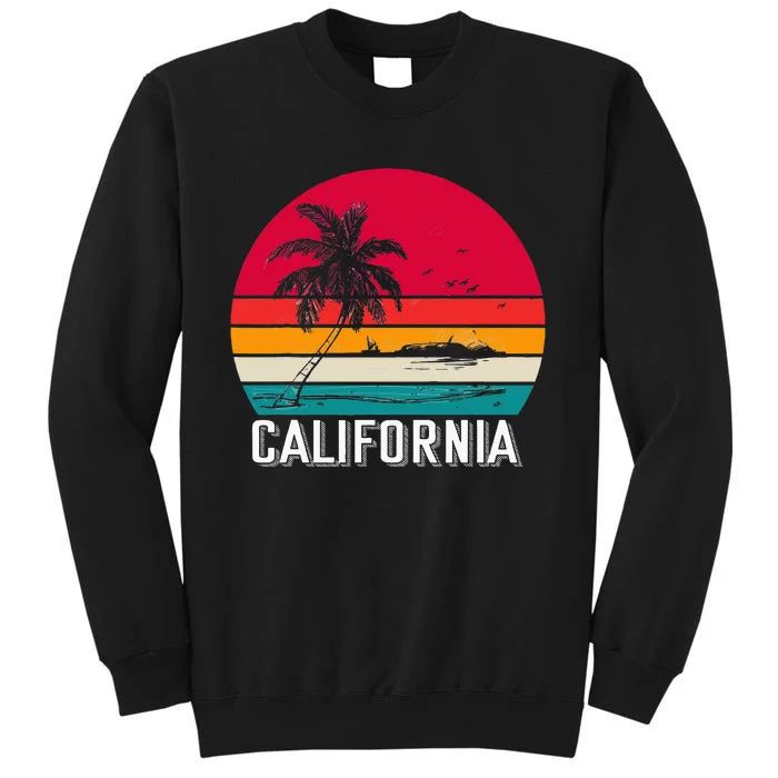 Retro California Surf Vintage Beach Cali 70s Venice Palm Sun Tall Sweatshirt