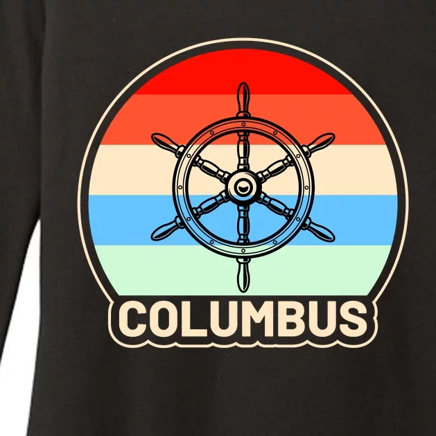 Retro Columbus Ship Wheel Womens CVC Long Sleeve Shirt