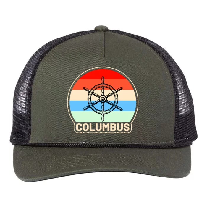 Retro Columbus Ship Wheel Retro Rope Trucker Hat Cap