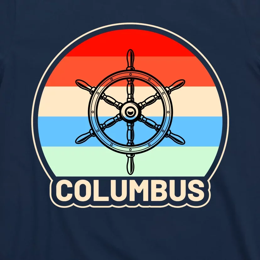 Retro Columbus Ship Wheel T-Shirt