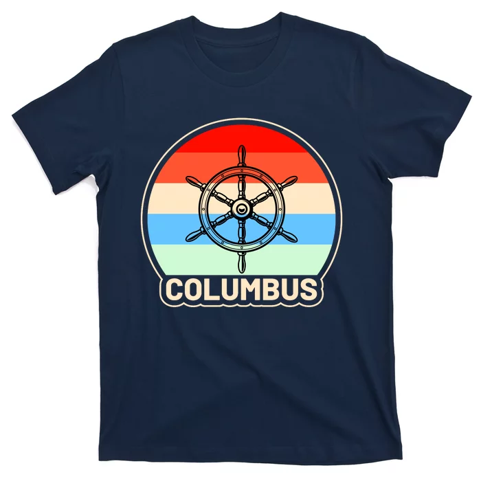 Retro Columbus Ship Wheel T-Shirt