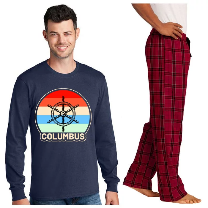 Retro Columbus Ship Wheel Long Sleeve Pajama Set