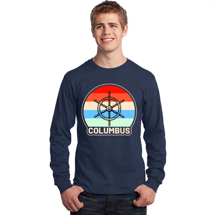 Retro Columbus Ship Wheel Tall Long Sleeve T-Shirt