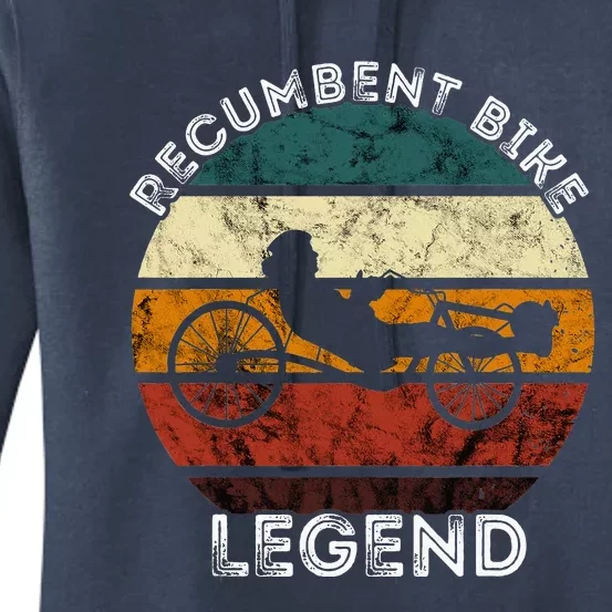 Retro Recumbent Bike Legend Recumbent Bicycle Cyclist Triker Women's Pullover Hoodie