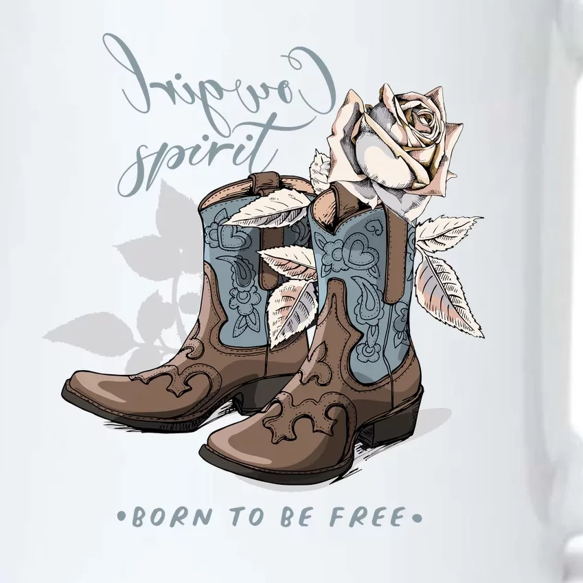 Reverse Cowgirl Spirit Born To Be Free Boots Black Color Changing Mug