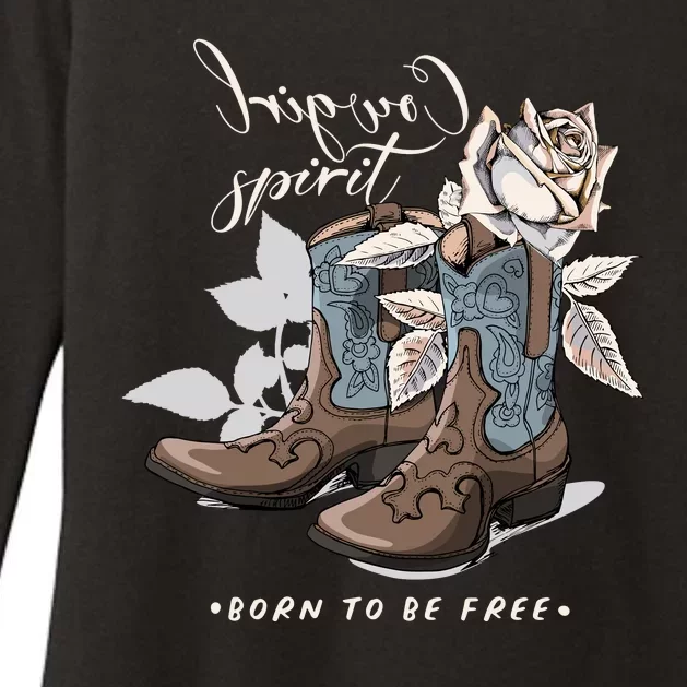 Reverse Cowgirl Spirit Born To Be Free Boots Womens CVC Long Sleeve Shirt