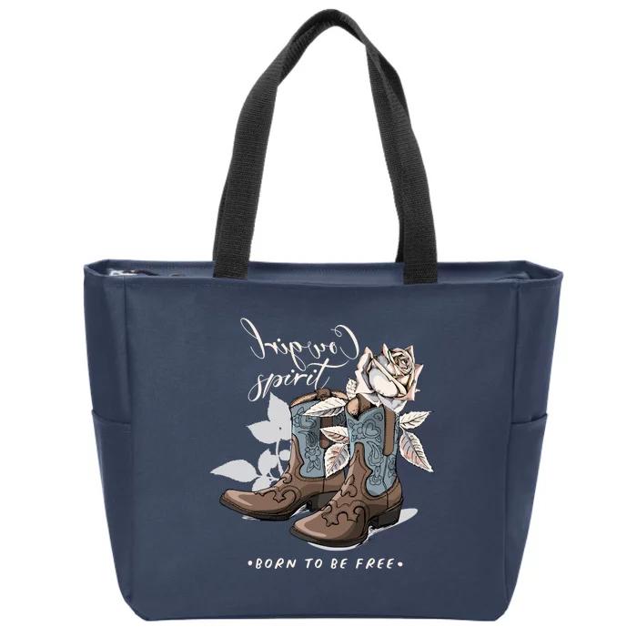 Reverse Cowgirl Spirit Born To Be Free Boots Zip Tote Bag