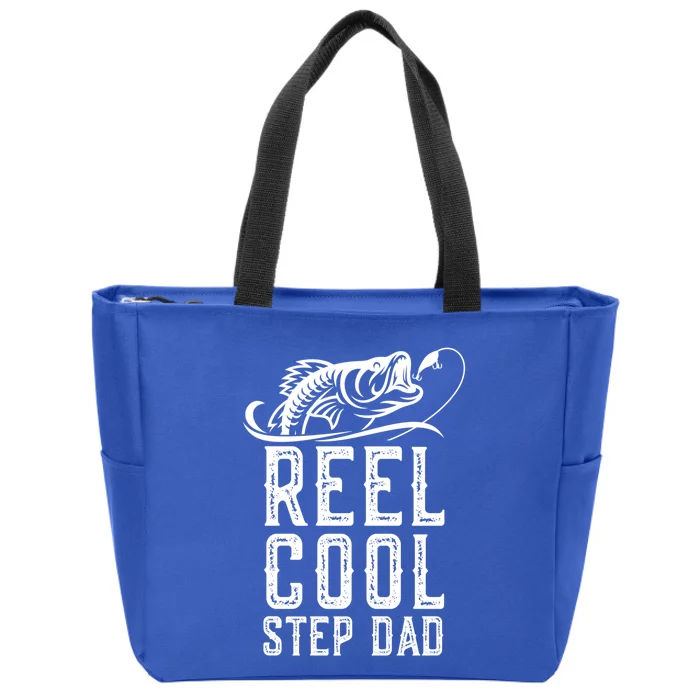 Reel Cool Stepmeaningful Giftdad Fishing Fisher Funny Retro Stepdad Gift Zip Tote Bag