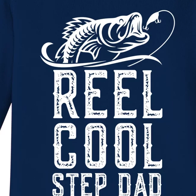 Reel Cool Stepmeaningful Giftdad Fishing Fisher Funny Retro Stepdad Gift Baby Long Sleeve Bodysuit