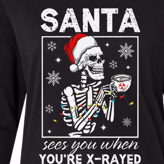 Radiology Christmas Skeleton Santa Rad Tech Xray Tech Womens Cotton Relaxed Long Sleeve T-Shirt