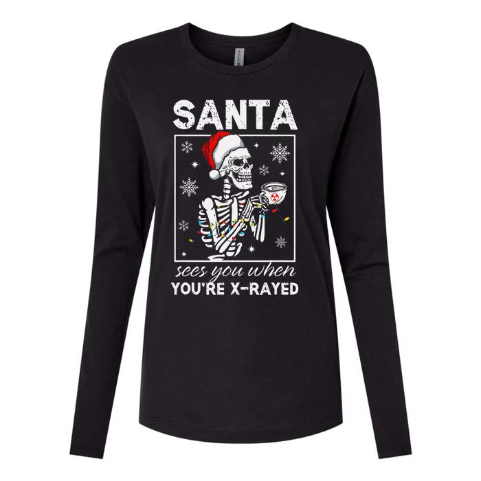 Radiology Christmas Skeleton Santa Rad Tech Xray Tech Womens Cotton Relaxed Long Sleeve T-Shirt