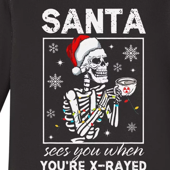 Radiology Christmas Skeleton Santa Rad Tech Xray Tech Baby Long Sleeve Bodysuit