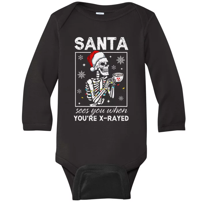 Radiology Christmas Skeleton Santa Rad Tech Xray Tech Baby Long Sleeve Bodysuit