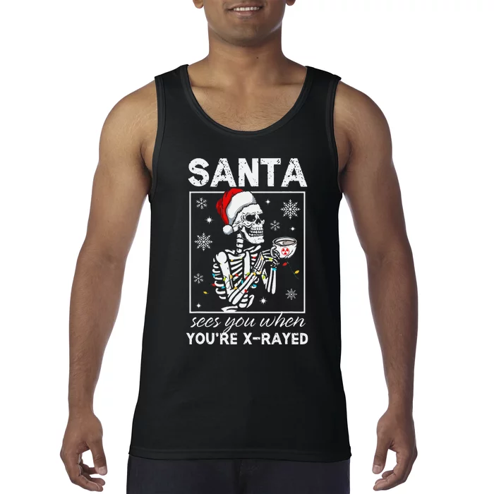 Radiology Christmas Skeleton Santa Rad Tech Xray Tech Tank Top